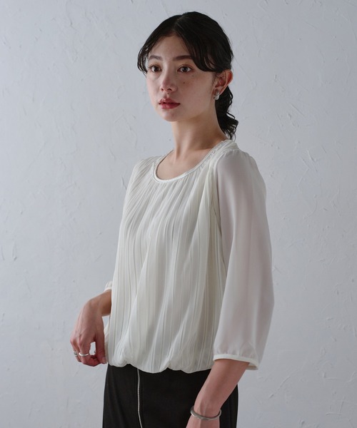 RIRIYANO（リリヤーノ） フォーマル ブラウス シャツ ボックスプリーツ