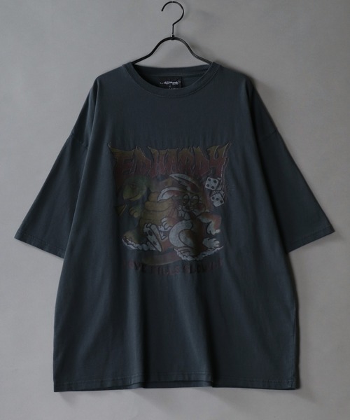 Ida ヴィンテージ ダークグレー 半袖Tシャツ メール便発送 edakka 半袖 Tシャツ クルーネック 天竺半袖T