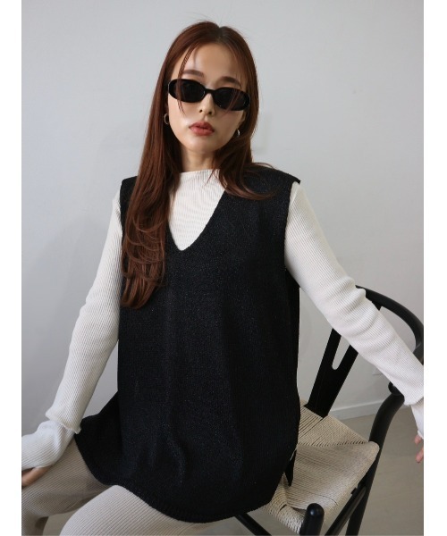 ベスト ジレ Glitter Knit Vest レディース