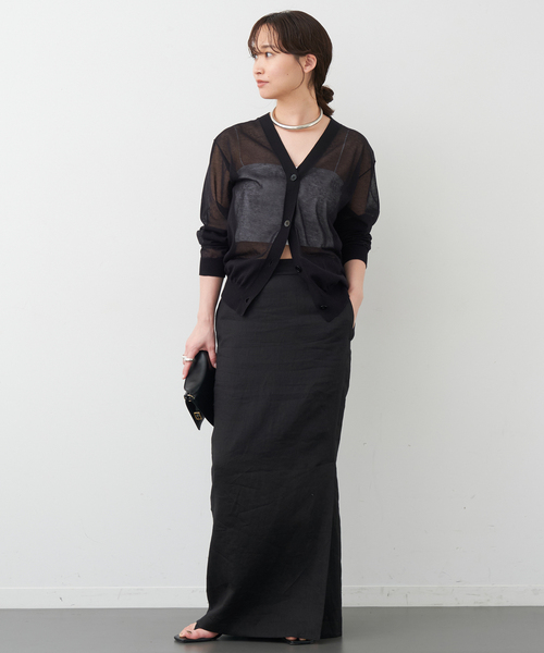 Deuxieme Classe Cotton Sheer Vネック カーディガン DEUXIEME CLASSE - Deuxieme Classe Cotton Sheer Vネック
