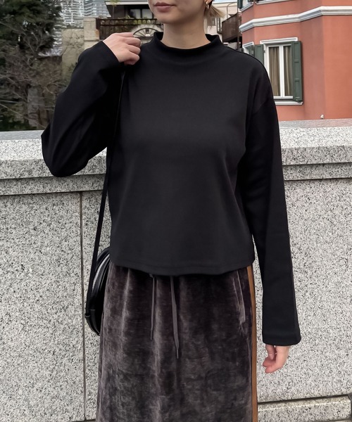 tシャツ ハイネックワイドプルオーバー -手洗い可- レディース