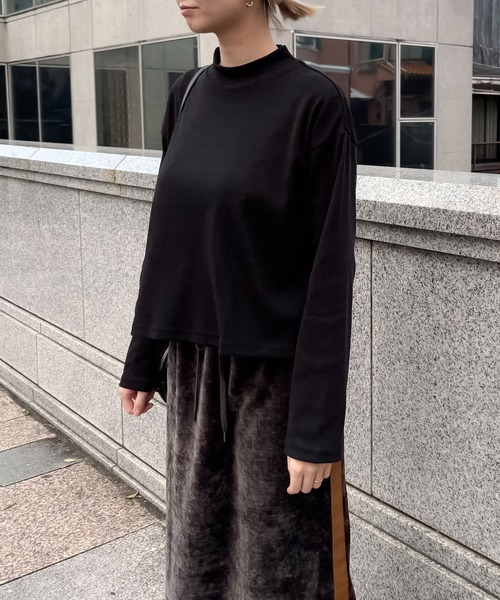 tシャツ ハイネックワイドプルオーバー -手洗い可- レディース