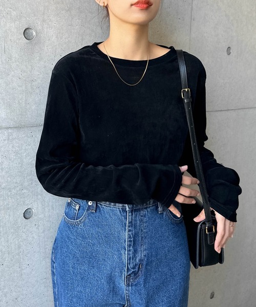 andme（アンドミー） tシャツ 「新色追加」ベロアチュールクルーネック