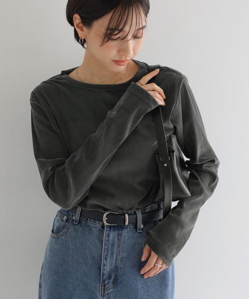 andme（アンドミー） tシャツ 「新色追加」ベロアチュールクルーネック