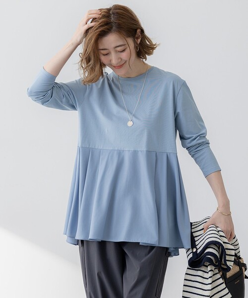 388k新品 23区 杏さん着ナチュラルコットンベアコンビ ペプラム カットソー 23区｜【杏さん着用/ご好評につき新色追加】ナチュラルコットン