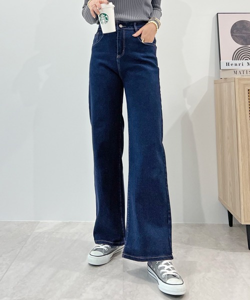 LADIES' SUIT ミント x ブルーデニム M MSGM】 【DRIPPING SILVER ワイドレッグデニムパンツ】｜aoi公式