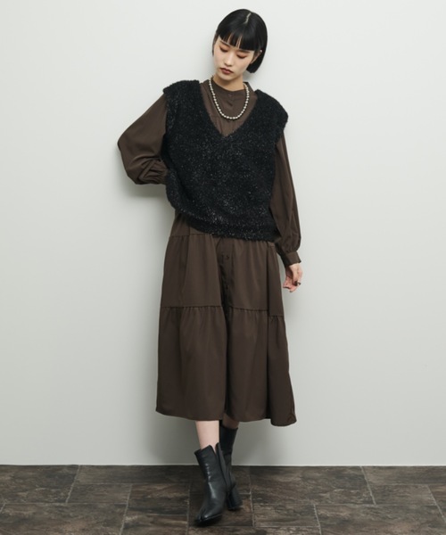 Shelly island（シェリーアイランド） シャツワンピース ティアード