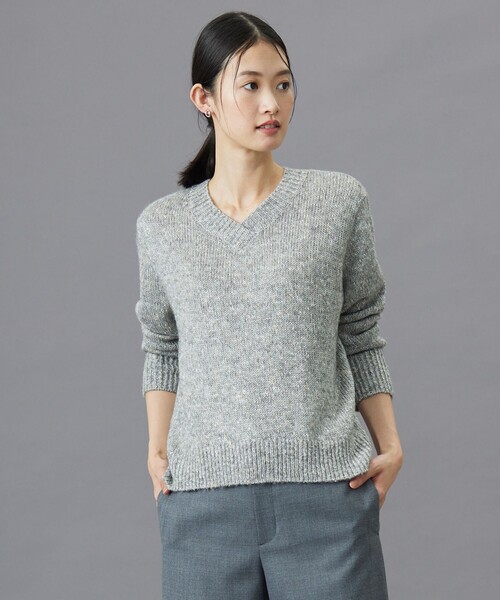 ニット セーター 「洗える」WARMY LUREX Vネック ニット レディース