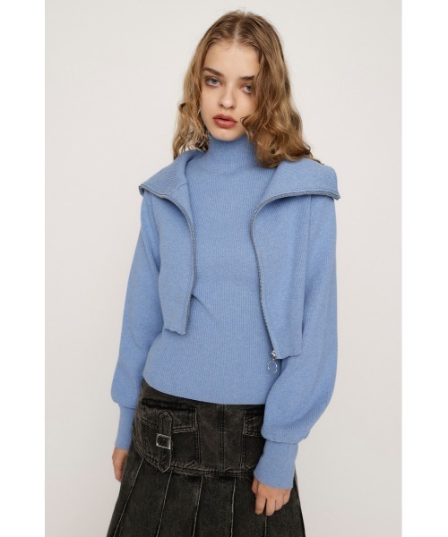 SLY ニット セーター COLLAR ZIP CROP 2P TOPS カラー ジップ
