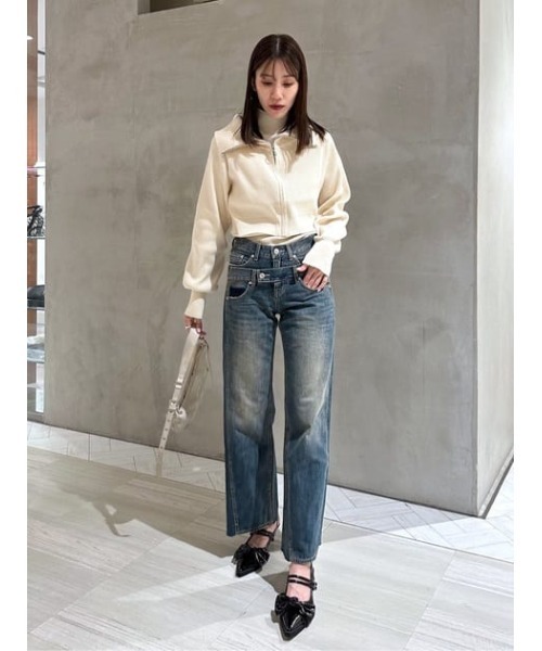 SLY ニット セーター COLLAR ZIP CROP 2P TOPS カラー ジップ
