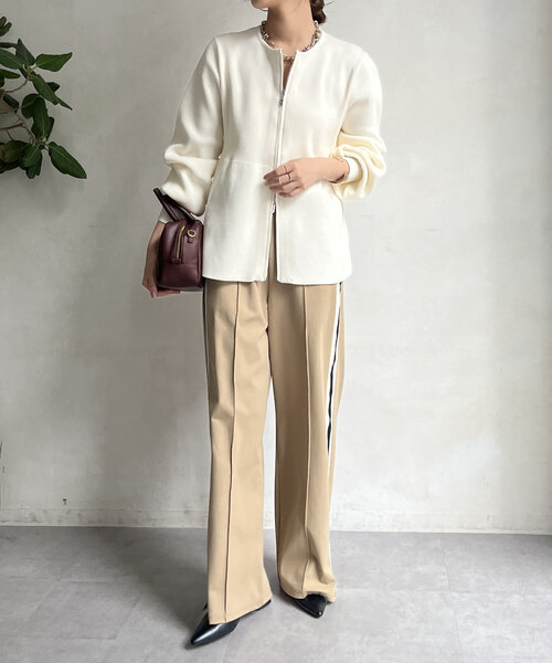 DouDou（ドゥドゥ） カーディガン 「WEB限定」ペプラムZIPニットカーデ