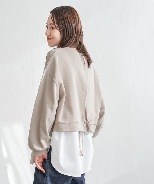 ikka（イッカ） tシャツ ポンチ切り替えレイヤードプルオーバー