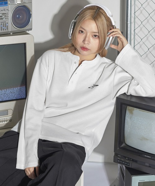 tシャツ 刺繍ロゴサーマルロングスリーブTシャツ メンズ
