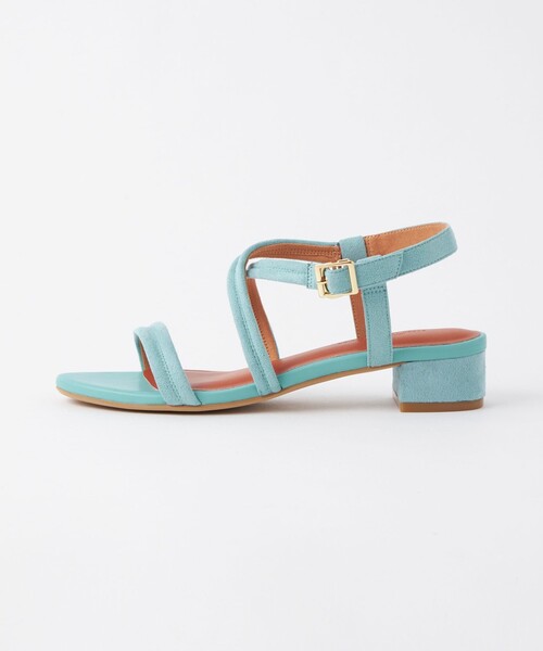 美品 レペット repetto (38) ヒールサンダル サテン グリーン green label relaxing サンダル パデッドクロス サンダル（3cm