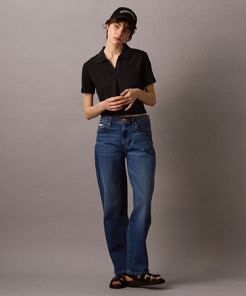 Calvin Klein ポロシャツ ポロ ロゴリブ レディース : ZOZOTOWN