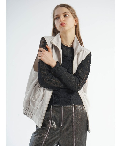 ベスト ジレ MESH POCKET DOUBLE ZIP VEST レディース