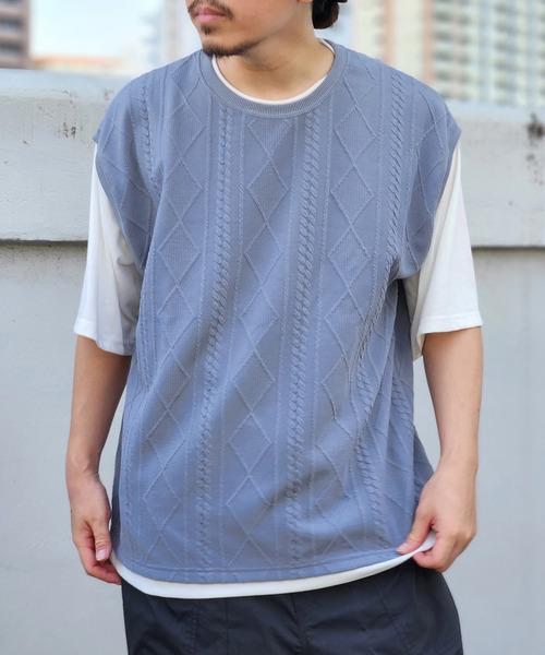 ikka（イッカ） tシャツ フクレジャカードフェイクベストTシャツ