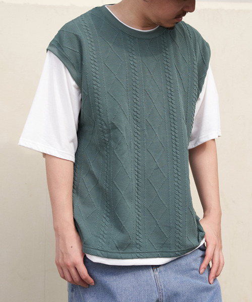 ikka（イッカ） tシャツ フクレジャカードフェイクベストTシャツ