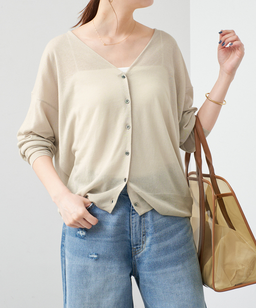 Spick&Span◆24SS/2wayウォッシャブルシアーカーディガン/コットン/オレンジ/24080200523020// Spick & Span（スピックアンドスパン）の「2way ウォッシャブル