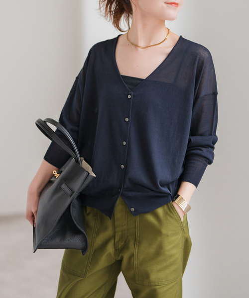 Spick＆Span カーディガン ウォッシャブルシアーカーディガン
