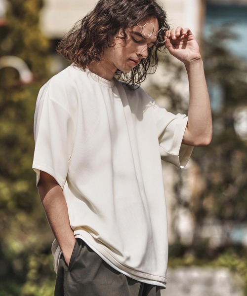 CAVIALE / Tシャツ/M/コットン/WHT/21SS-001 CAMBIO（カンビオ） tシャツ mt9660-フェイクレイヤードTシャツ メンズ