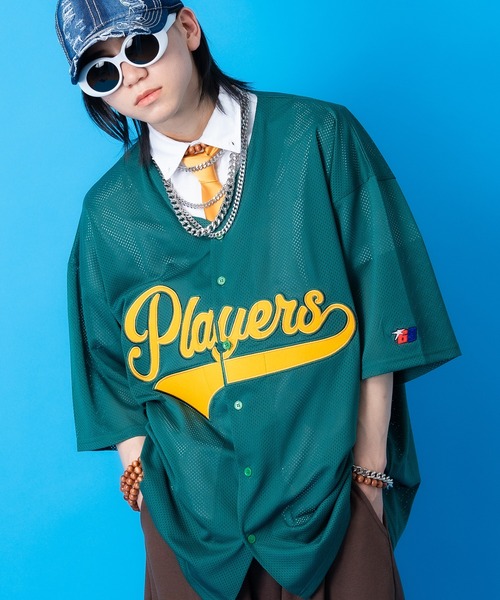 シャツ a.p.o.v. フェルトロゴ＆ナンバリングメッシュベースボール