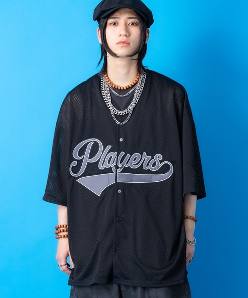シャツ a.p.o.v. フェルトロゴ＆ナンバリングメッシュベースボール
