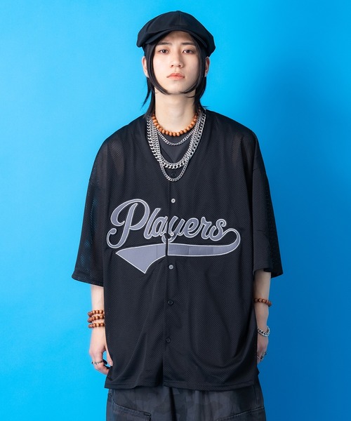 シャツ a.p.o.v. フェルトロゴ＆ナンバリングメッシュベースボール