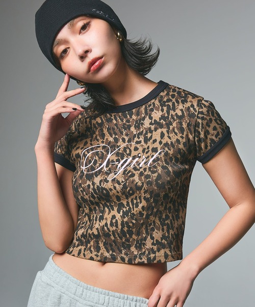 tシャツ LEOPARD S/S RINGER BABY TEE レディース