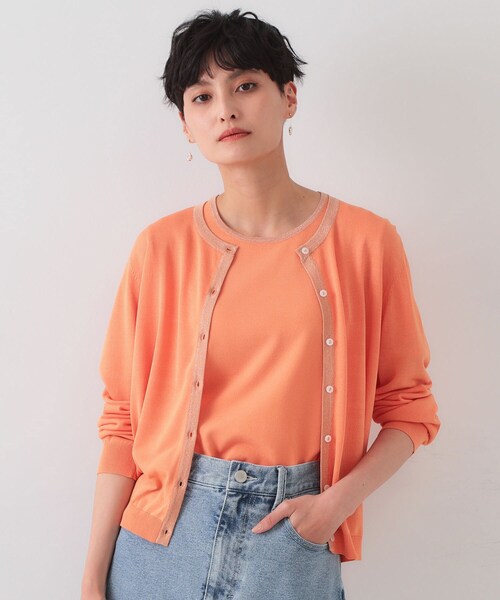 カーディガン 配色ラメカーディガン レディース Stylevoice for xxx カーディガン ニットラメカーディガン