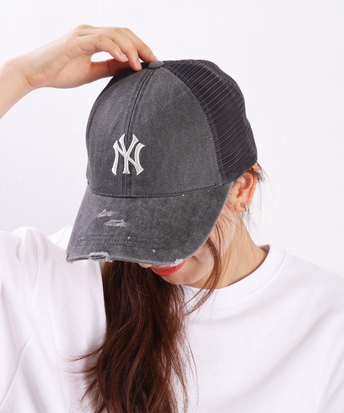 [MLB] Basic Washed Mesh Cap メッシュキャップ 韓国人気 MLB キャップ 帽子 「日本未入荷」MLB KOREA ベーシック