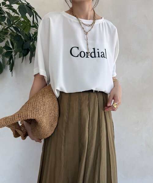 tシャツ ドルマンジョーゼットロゴTEE レディース