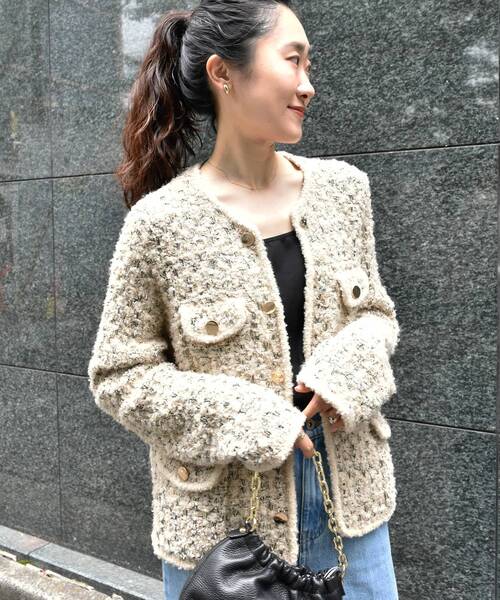 TORRAZZO DONNA ニットジャケット 新品未使用品 TORRAZZO DONNA】ファンシーヤーンニットジャケット