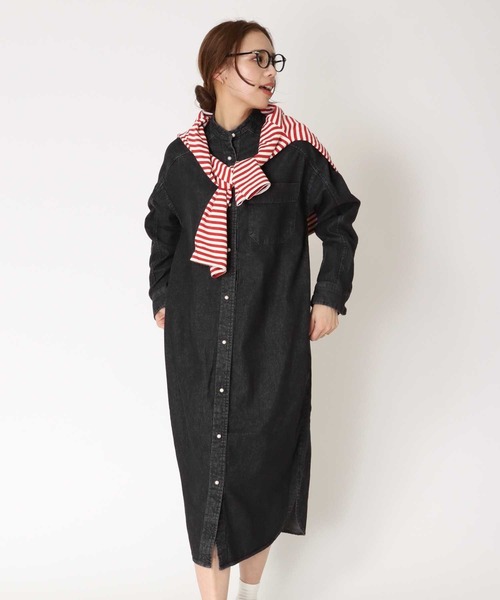 blanc basque（ブランバスク） ワンピース パールボタン ダンガリー