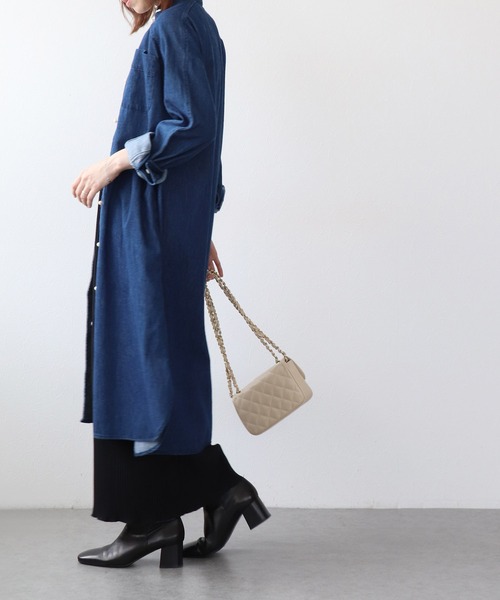 blanc basque（ブランバスク） ワンピース パールボタン ダンガリー