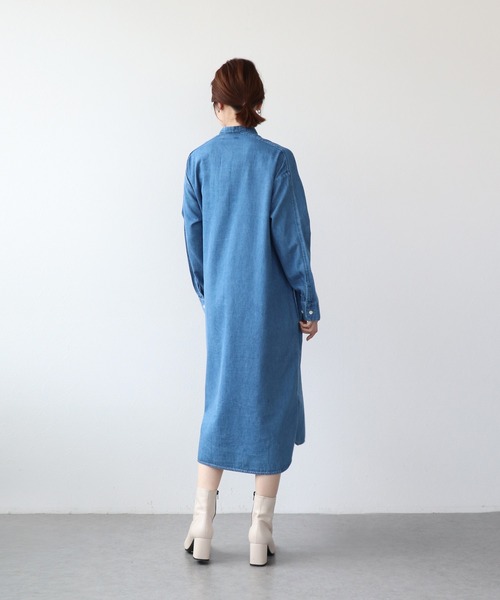 blanc basque（ブランバスク） ワンピース パールボタン ダンガリー