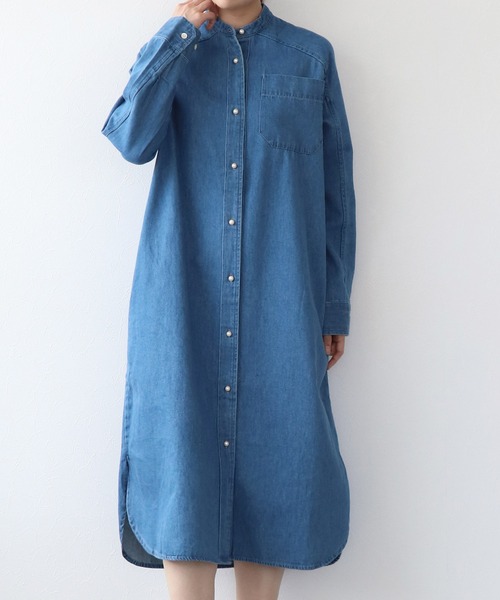 【美品】BLANC basque デニムロングシャツワンピース blanc basque（ブランバスク） ワンピース パールボタン ダンガリー
