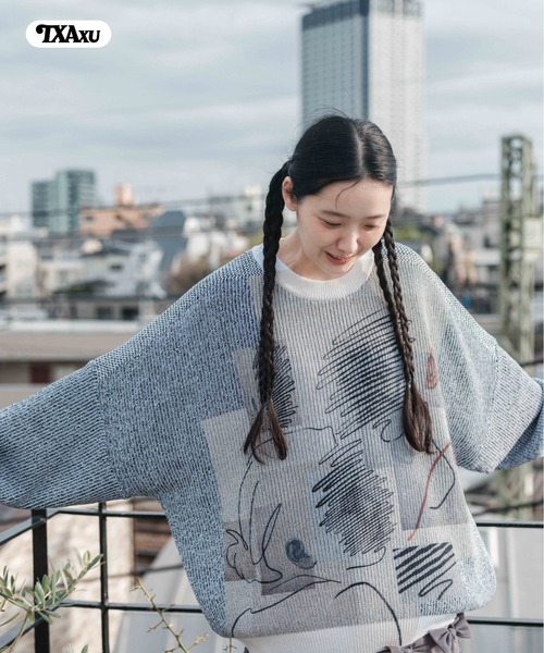 TXA セーター ニット AICON Printed Knit Pullover メンズ レディース