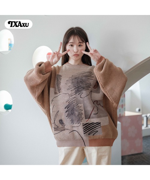 TXA セーター ニット AICON Printed Knit Pullover メンズ レディース
