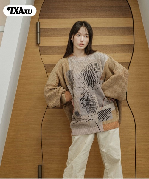 TXA セーター ニット AICON Printed Knit Pullover メンズ レディース