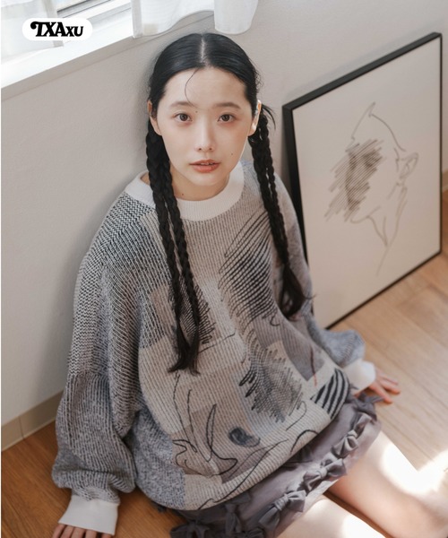 TXA セーター ニット AICON Printed Knit Pullover メンズ レディース