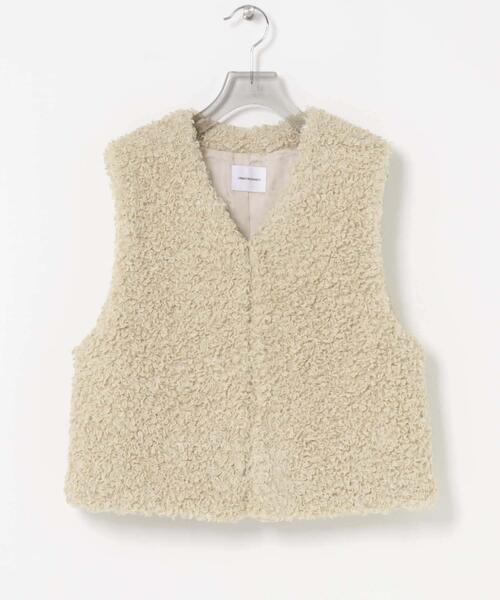 BETOUPE 【ECOPEL Furフーディーベスト】 グレージュ パッと目を惹く