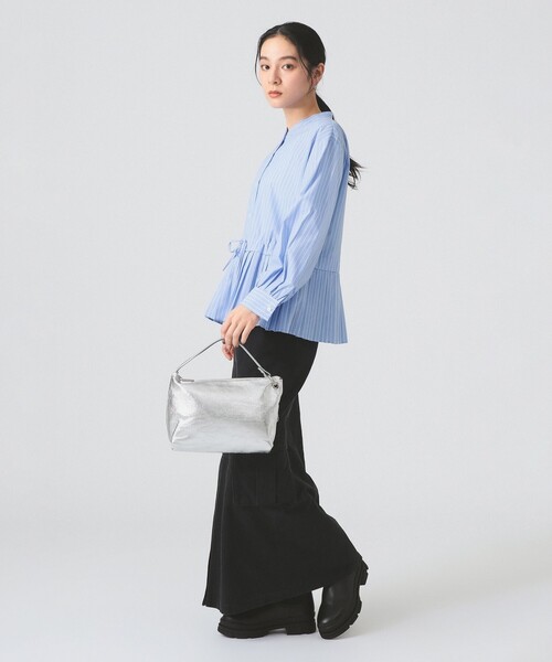 Ray BEAMS バンドカラー シャツ Ray BEAMS（レイ ビームス） ブラウス シャツ 「4/2値下げ」プリーツ