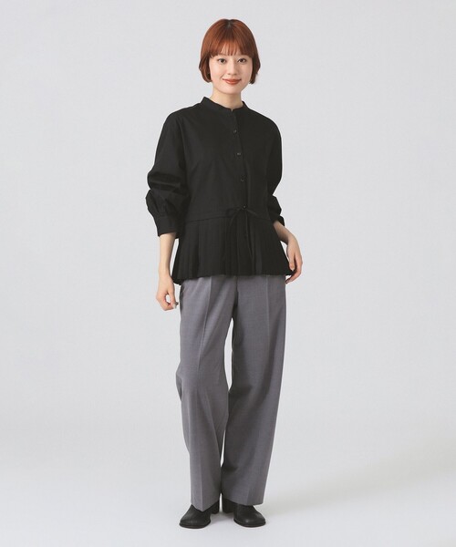 レディース プリーツ キリカエ バンドカラー シャツ Ray BEAMS（レイ ビームス） ブラウス シャツ プリーツ キリカエ