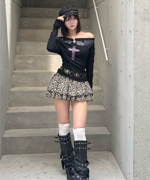 極美品　ドルチェ&ガッパーナ　ダブルジップ　レオパード　ミニスカート　ブラック ZIPPER CLUB スカート leopard tiered mini skirt : ZOZOTOWN Yahoo!店