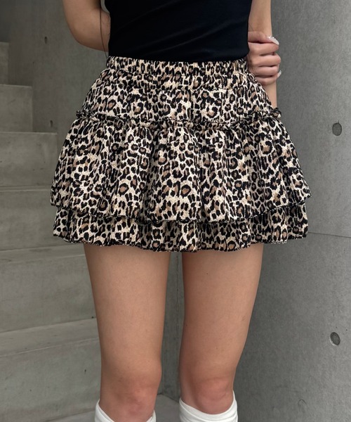 ZIPPER CLUB スカート leopard tiered mini skirt : ZOZOTOWN Yahoo!店