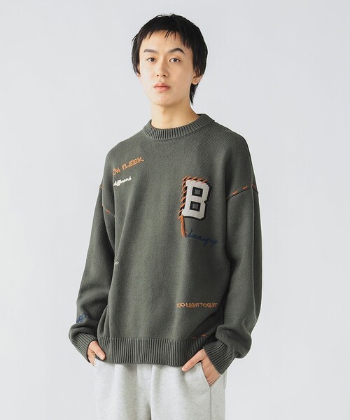 BEAMS ビームス ニット クルーネック シンプル ベーシック カジュアル セーター コットン/ナイロン ブラウン【中古】 ユニセックス BEAMS - BEAMS ビームス ニット クルーネック シンプル ベーシック