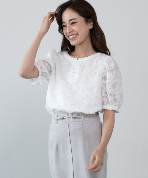 「M.deux」 半袖ブラウス MEDIUM オフホワイト レディース_画像5