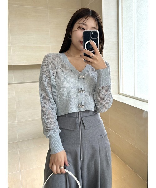 SNIDEL（スナイデル） ニットカーディガン FREE ライトブルー