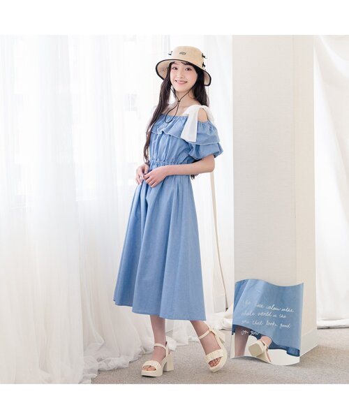 「algy」 「KIDS」半袖ワンピース SMALL インディゴブルー キッズ_画像2